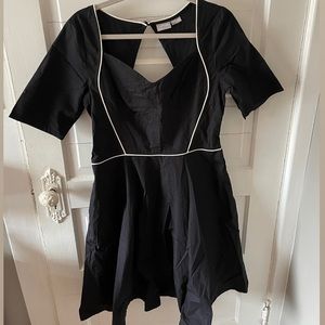 EShakti mini dress in black, sweetheart neckline, short sleeves. New